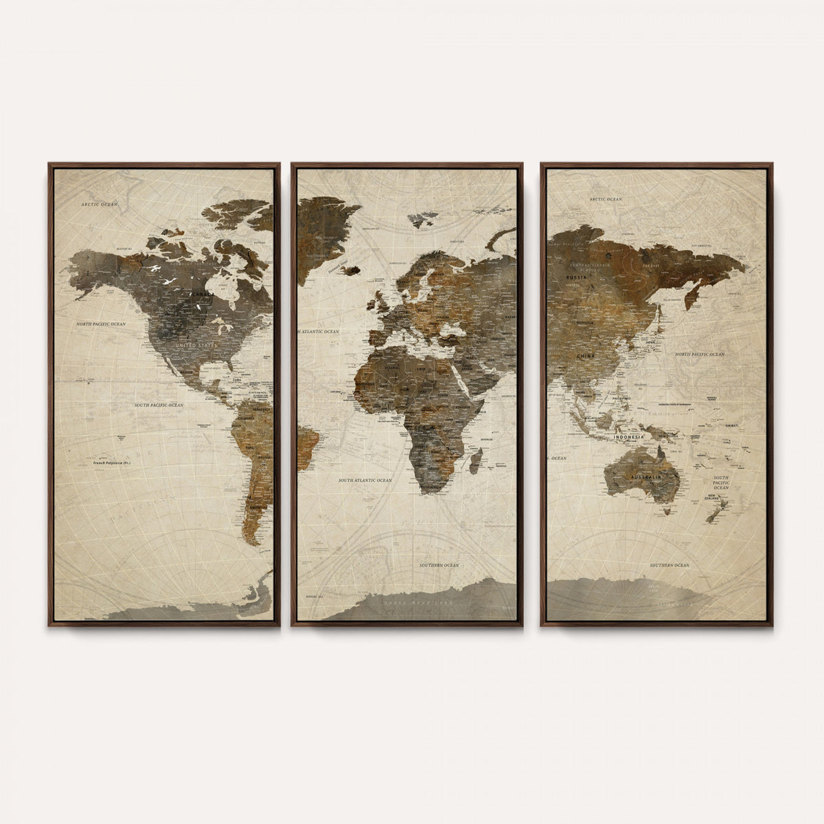 49623468-MGV-CV-36X24 - World Map Wall Art Canvas Print, Modern Decorative Framed Map Artwork Prints for Living Room, Office, Bedroom Wall Decor