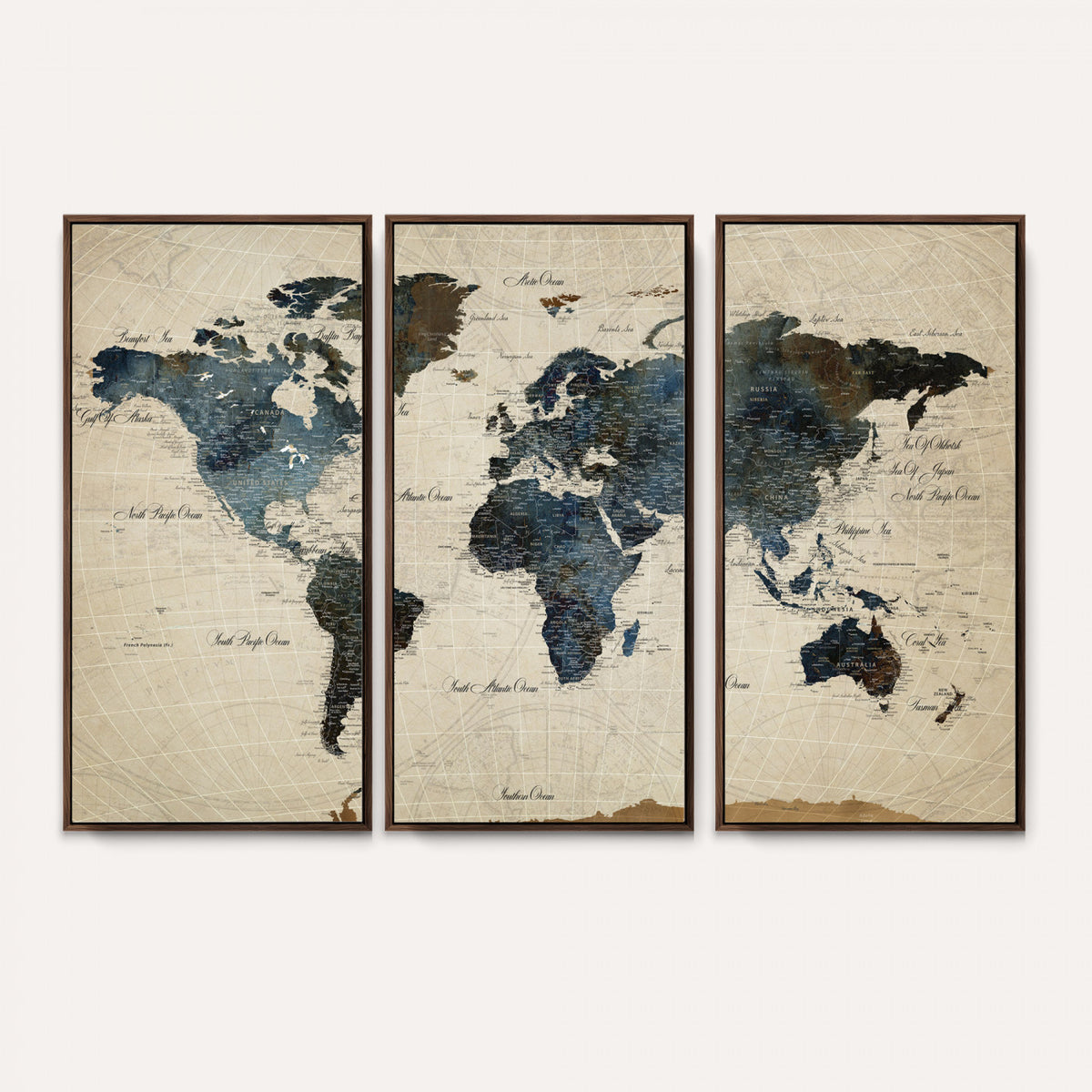72927803-MGV-CV-36X24 - World Map Wall Art Canvas Print, Modern Decorative Framed Map Artwork Prints for Living Room, Office, Bedroom Wall Decor