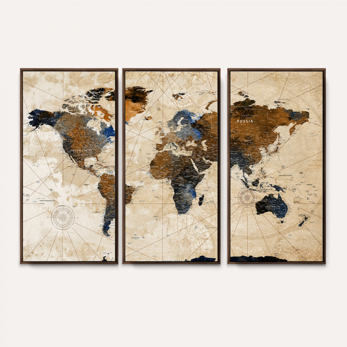 15727090-MGV-CV-36X24 - World Map Wall Art Canvas Print, Modern Decorative Framed Map Artwork Prints for Living Room, Office, Bedroom Wall Decor