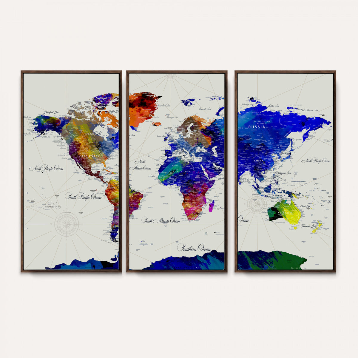 49670038-MGV-CV-36X24 - World Map Wall Art Canvas Print, Modern Decorative Framed Map Artwork Prints for Living Room, Office, Bedroom Wall Decor