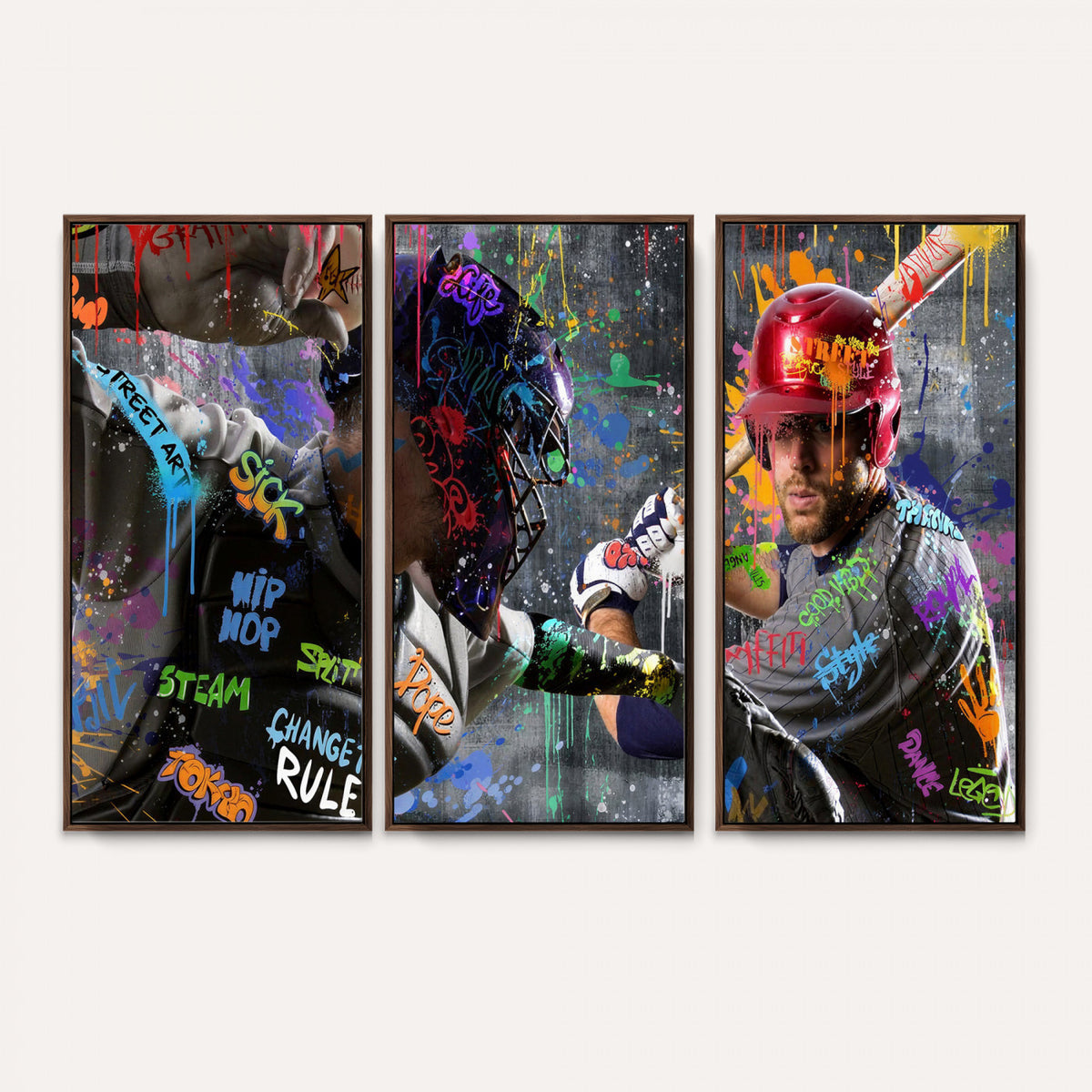 19634994-MGV-CV-36X24 - Graffiti Baseball Player Street Art Wall Art Canvas Print