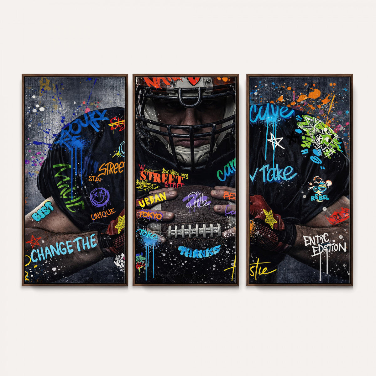55267256-MGV-CV-36X24 - Graffiti American Football Player Street Art Wall Art Canvas Print