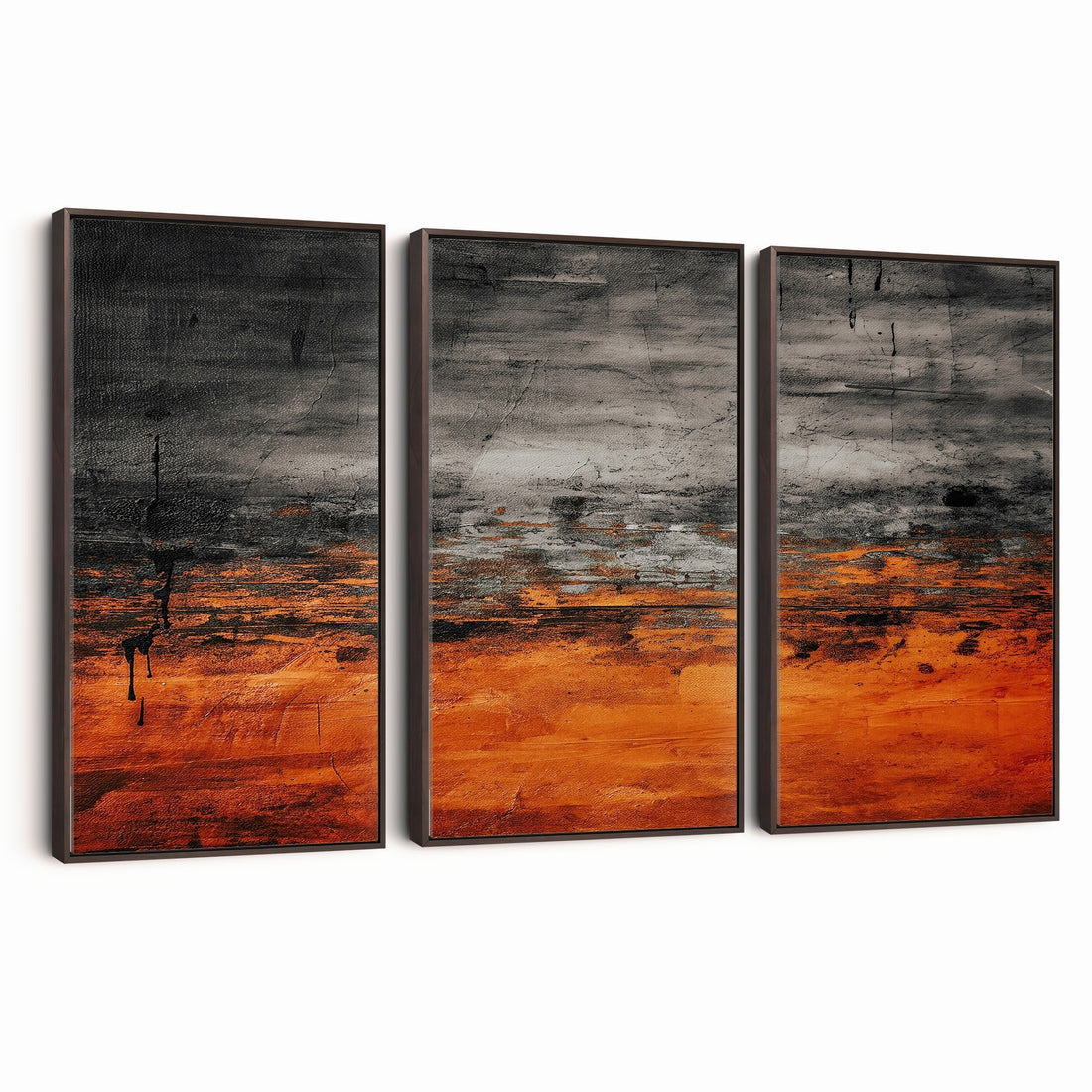 Black Orange Abstract Wall Art Canvas Print Modern Painterly Style