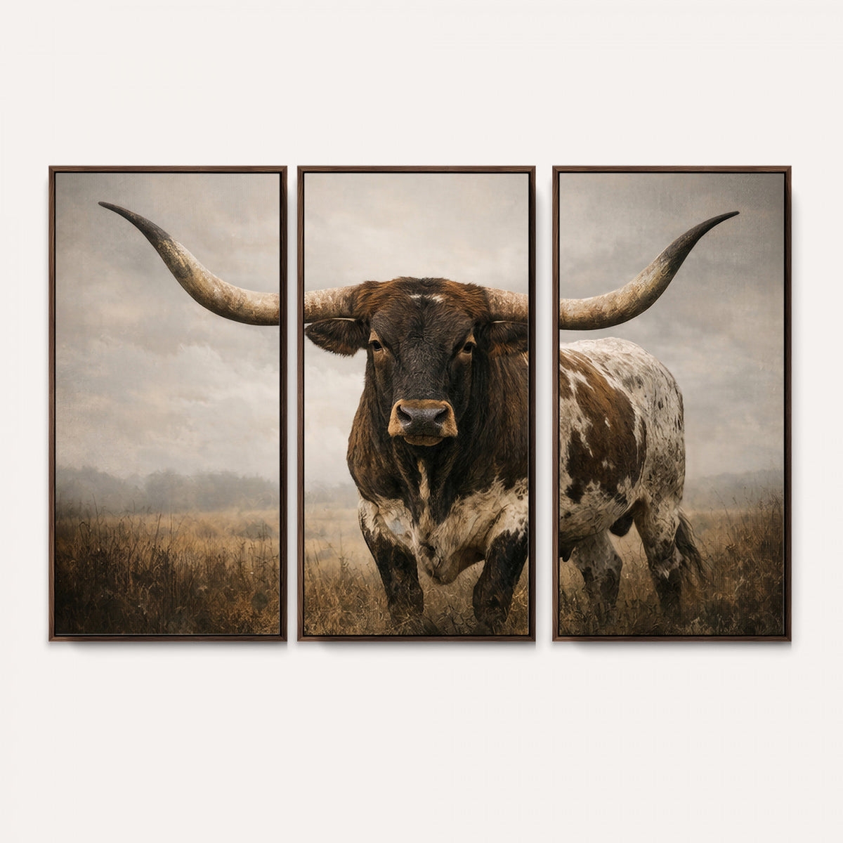 17622011L-_Poster-30x20 - Longhorn Bull Wall Art Canvas Print, Western Farmhouse Decor
