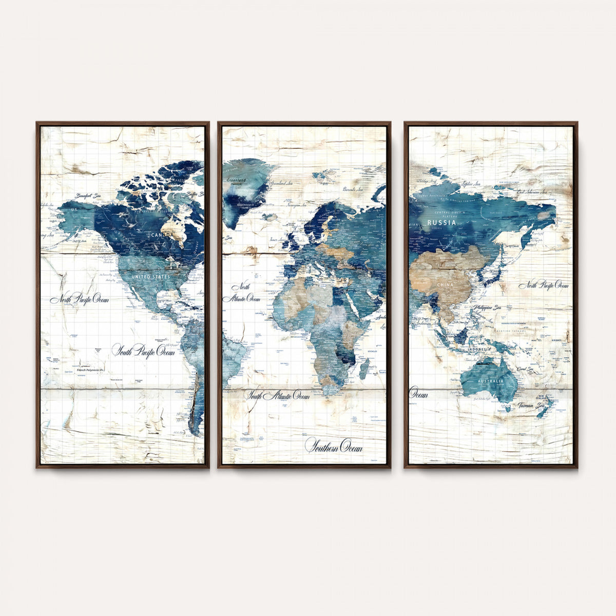 86799232-MGV-CV-36X24 - Watercolor World Map Canvas Wall Art Print – Abstract