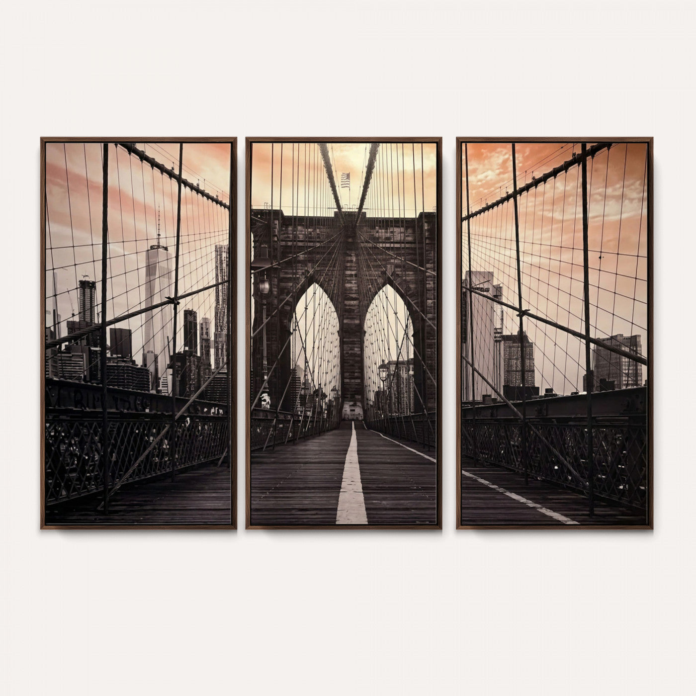 93226664-MGV-CV-36X24 - Brooklyn Bridge Canvas Wall Art, New York City Skyline Photography Print, NYC Landmark Urban Decor Artwork