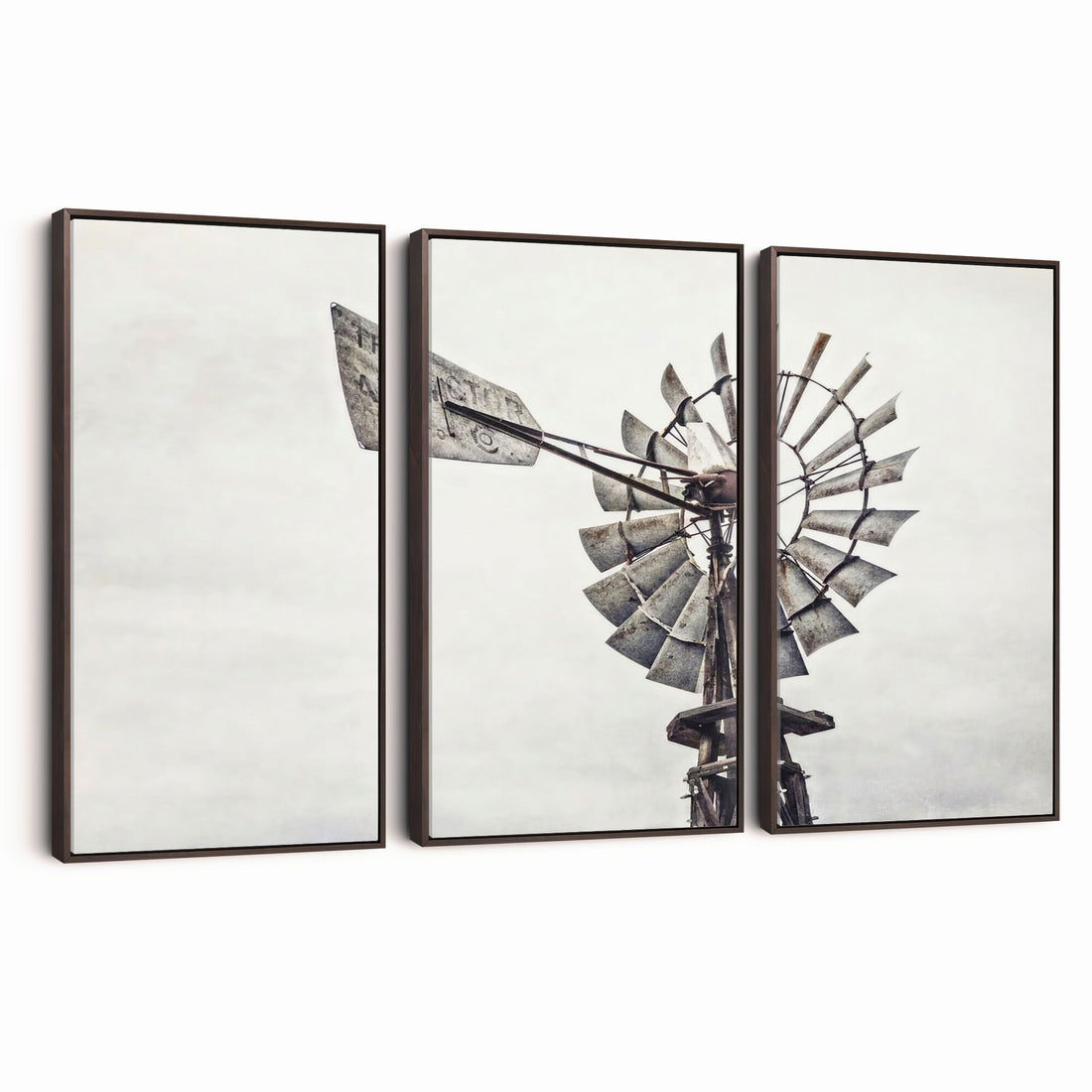 Vintage Rustic Farmhouse Windmill Canvas Wall Art - Western Country Landscape Print