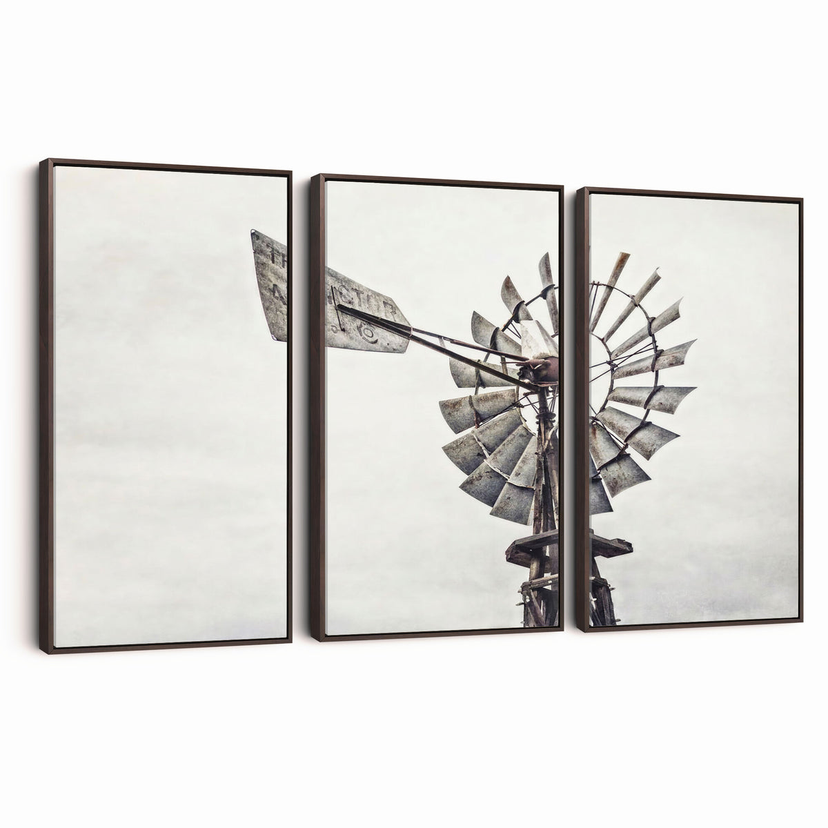 63200638-MGV-TP-30X20 - Vintage Rustic Farmhouse Windmill Canvas Wall Art - Western Country Landscape Print