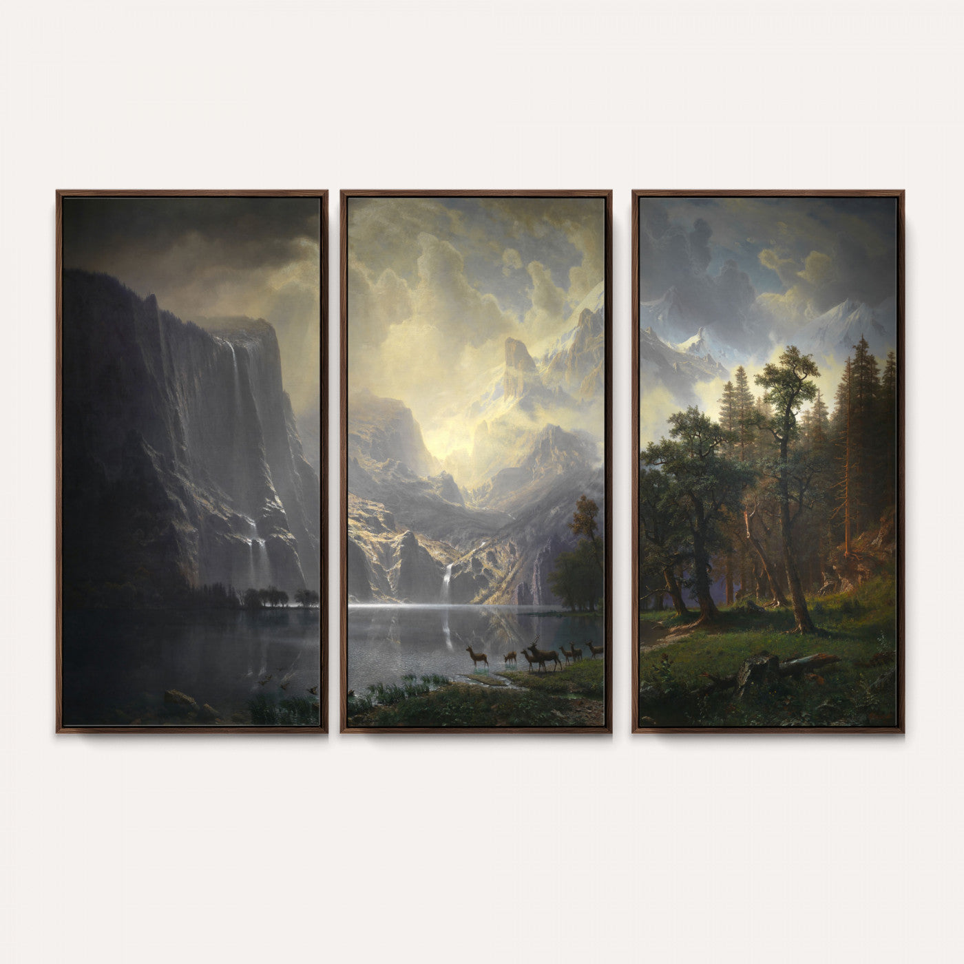 88679214-MGV-CV-36X24 - Albert Bierstadt Among the Sierra Nevada California Yosemite Wall Art Canvas Print, Classic Fine Art Painting Print