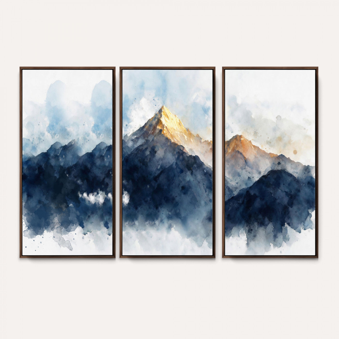 62076449DG1-MGV-CV-36X24 - Abstract Watercolor Mountain Lake Wall Art Print for Living Room Decor