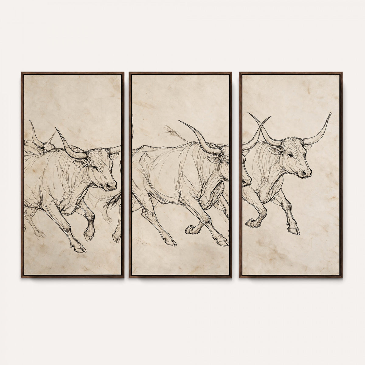 87177621-MGV-CV-36X24 - Minimalist Longhorn Line Art, Modern Texas Bull Canvas Print, Abstract Western Wall Decor, Continuous Line Artwork, Black White Ranch Gift