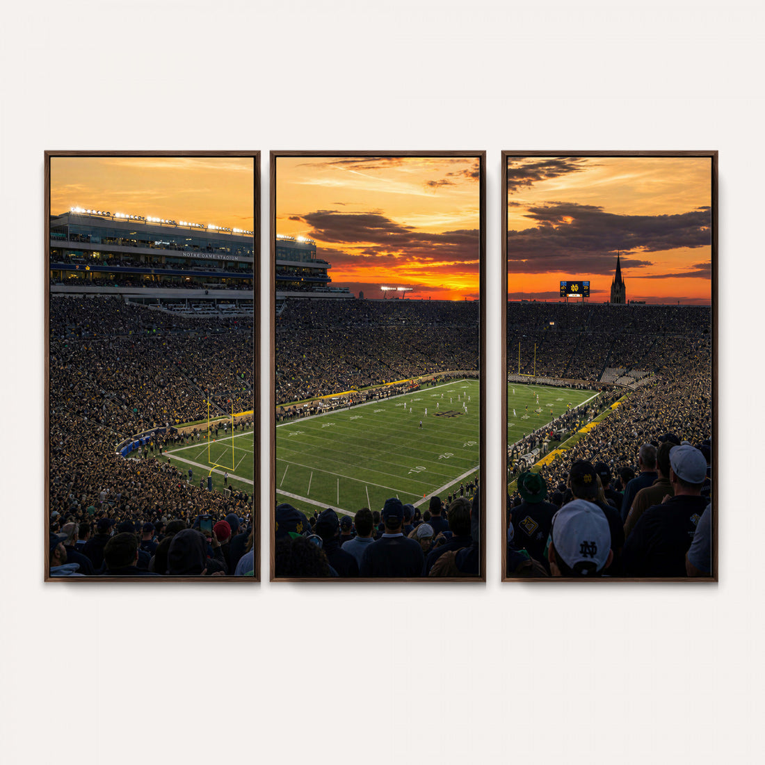 Notre Dame Stadium Canvas Wall Art, South Bend College Football Print for Home Bar Decor