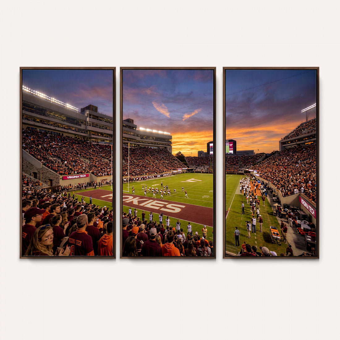 Extra Large Lane Stadium Canvas Wall Art, Virginia Tech Hokies College Football Print for Home Bar