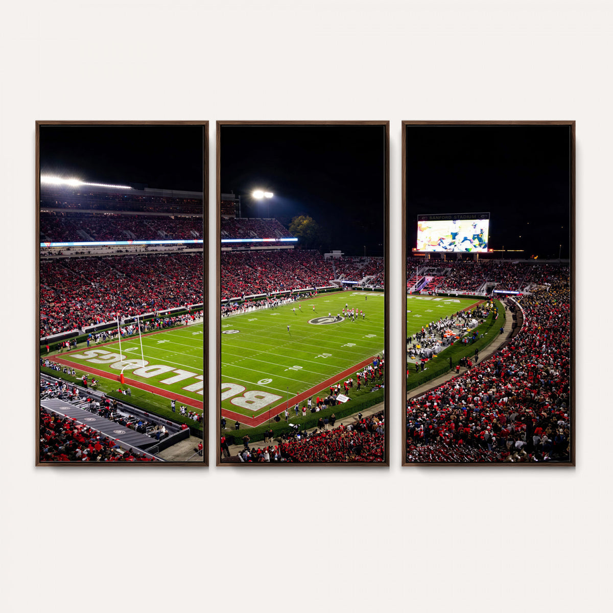 73520603-_Poster-30x20 - Georgia Bulldogs Sanford Stadium Canvas Print 3 Piece Framed Wall Art Extra Large Floating Frame Nature Poster Made in USA