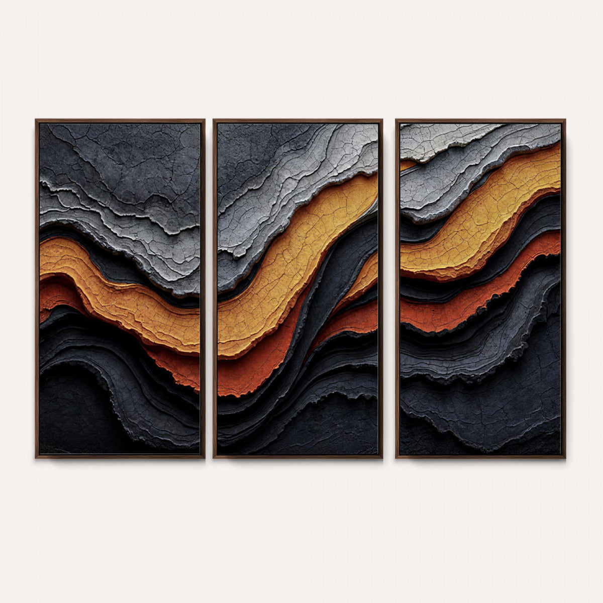 59852489-MGV-CV-36X24 - Abstract Waves Canvas Wall Art - Modern Terracotta and Charcoal Gray Print