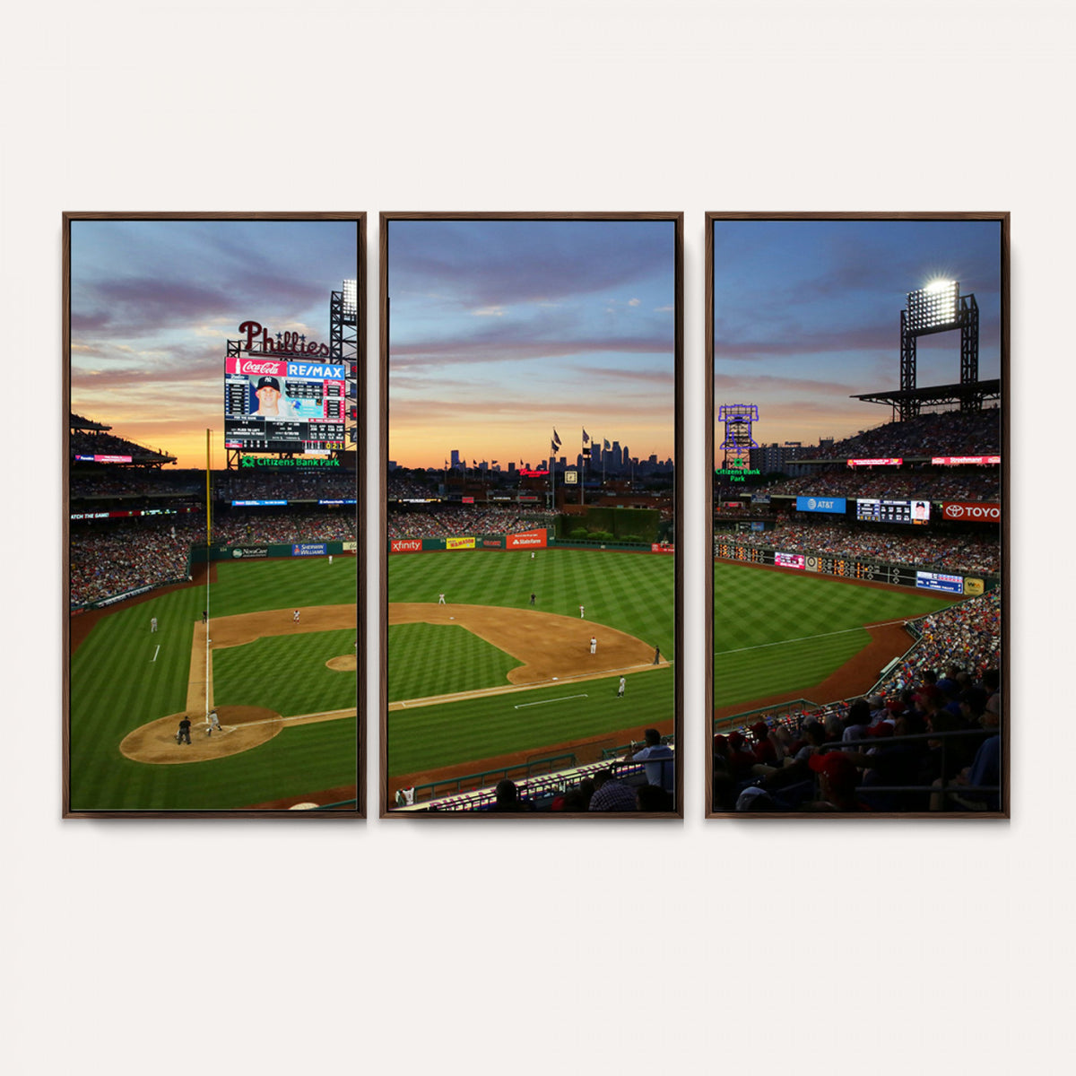 13778-MGV-CV-36X24 - Citizens Bank Park Philadelphia Phillies Wall Art Canvas | 3-Panel Canvas Print of Phillies Stadium