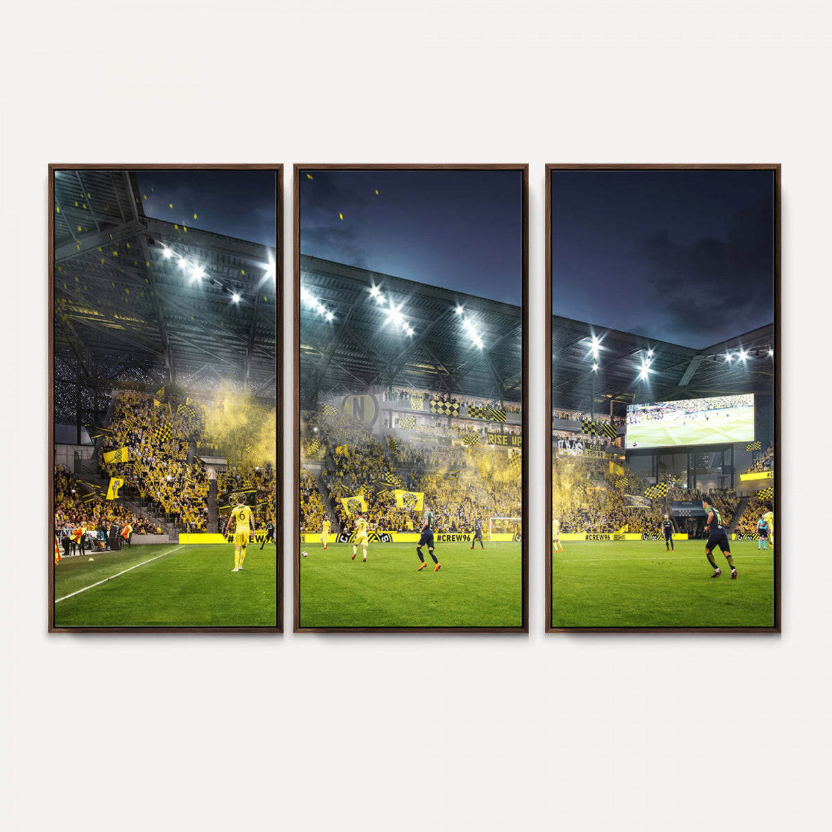 65820-MGV-CV-36X24 - Columbus Crew Stadium Match Triple Canvas Wall Art - Dynamic MLS Game Scene Canvas Wall Art