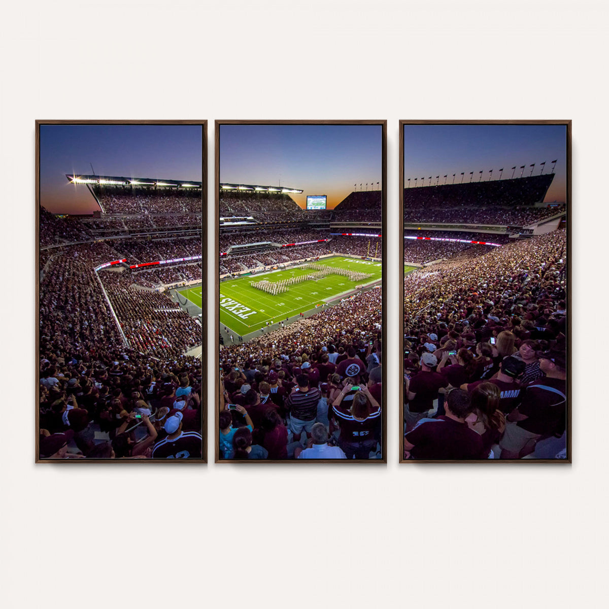 25148-MGV-CV-36X24 - Texas A&M University Aggies Football Team Print, College Station Kyle Field, Framed and Ready to Hang