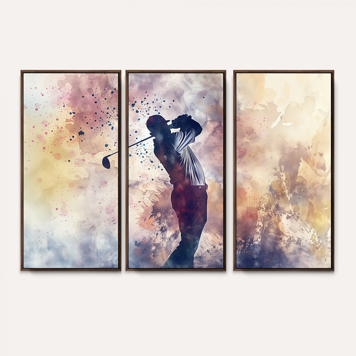 10848-MGV-CV-36X24 - Abstract Watercolor Golf Player Wall Art Canvas Print