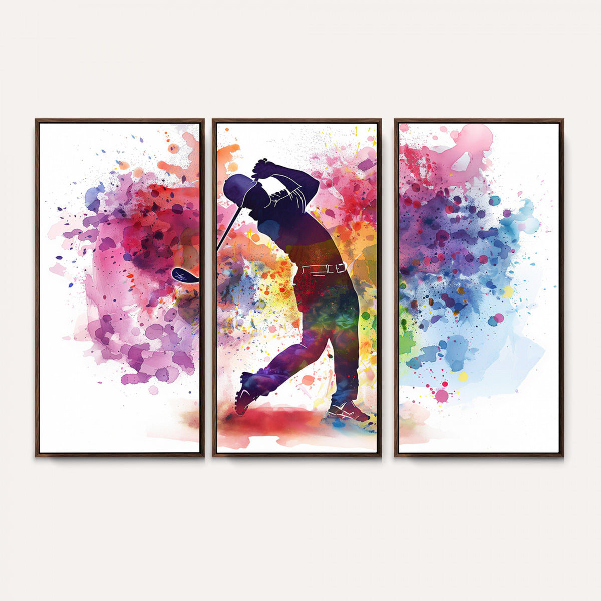 66537-MGV-CV-36X24 - Colorful Golfer Swing Wall Art Canvas Print, Ready to Hang