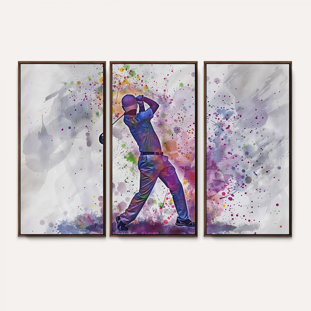 60116-MGV-CV-36X24 - Watercolor Golf Swing Wall Art Canvas Print, Vibrant, Framed and Ready to Hang