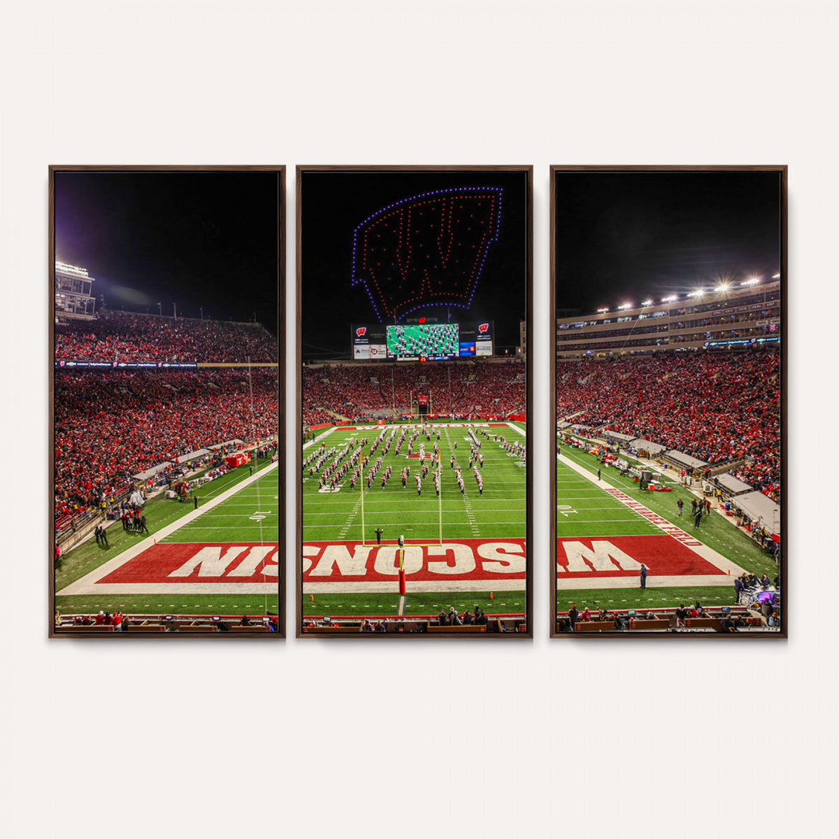 34125-MGV-CV-36X24 - Wisconsin Badgers Football Team Print Canvas- Madison Camp Randall Stadium Wall Art Canvas Print