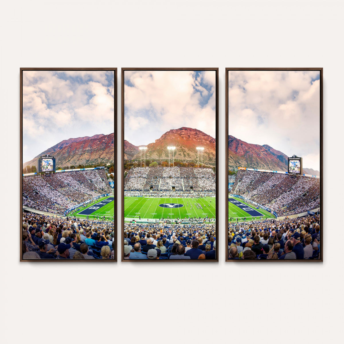 85734-MGV-CV-36X24 - Brigham Young University Cougars Football Team Print - Provo LaVell Edwards Stadium Wall Art Canvas