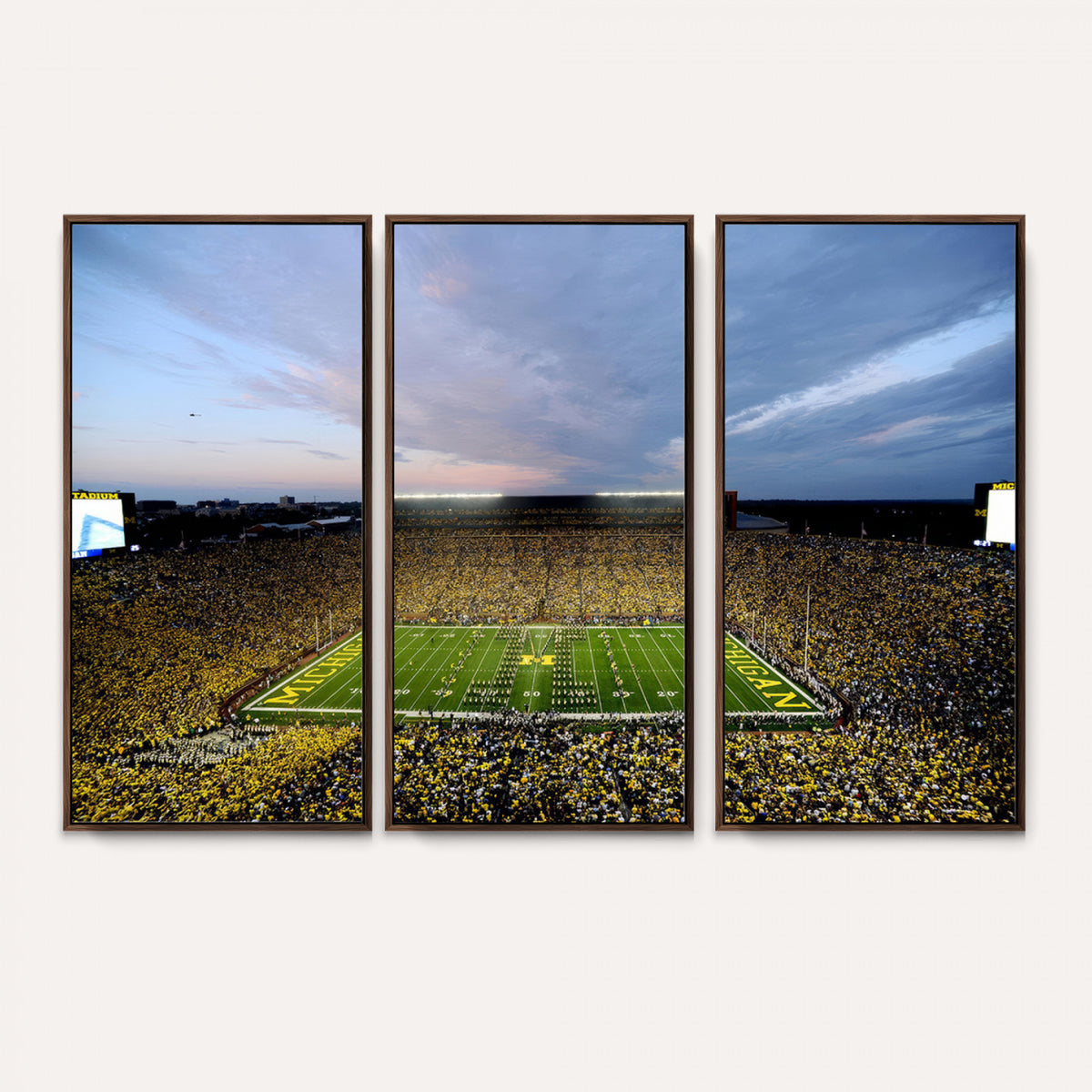 82641-MGV-CV-36X24 - Michigan Stadium Wall Art Canvas Print – Framed Football Field Scene with Marching Band Artwork for Home, Office