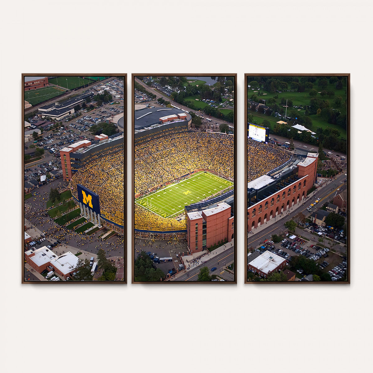 95248-PAN-FL-20X10 - University of Michigan Wolverines Football Team Print - Ann Arbor Michigan Stadium Wall Art Canvas