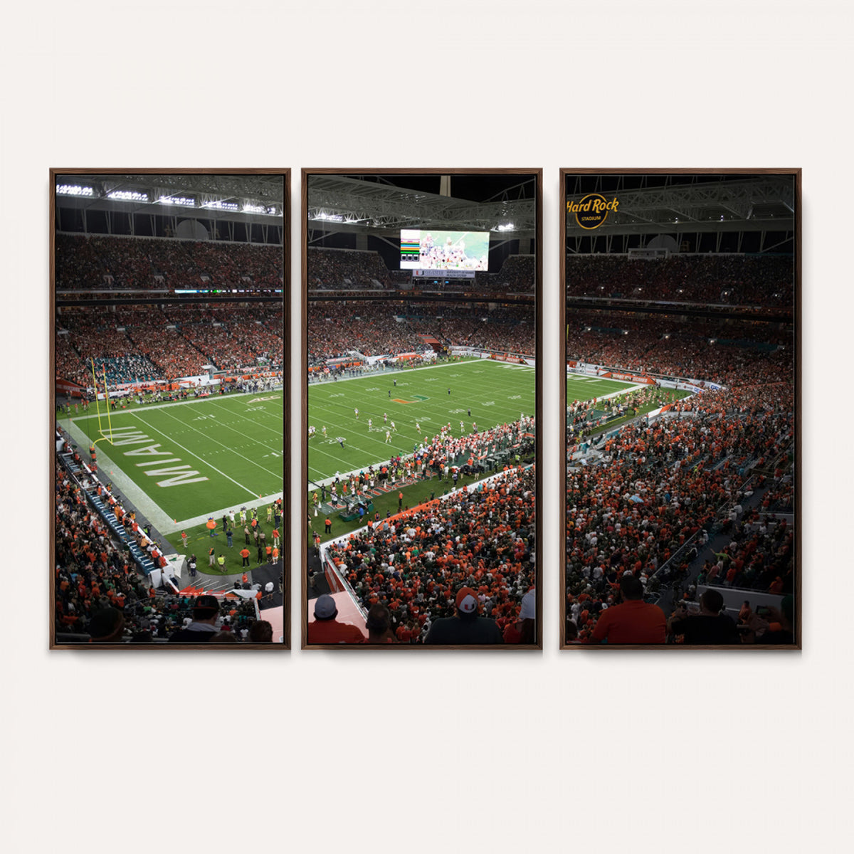 33698-PAN-FL-20X10 - Miami Hurricanes Football Team Print Canvas- Miami Hard Rock Stadium Wall Art Canvas Print