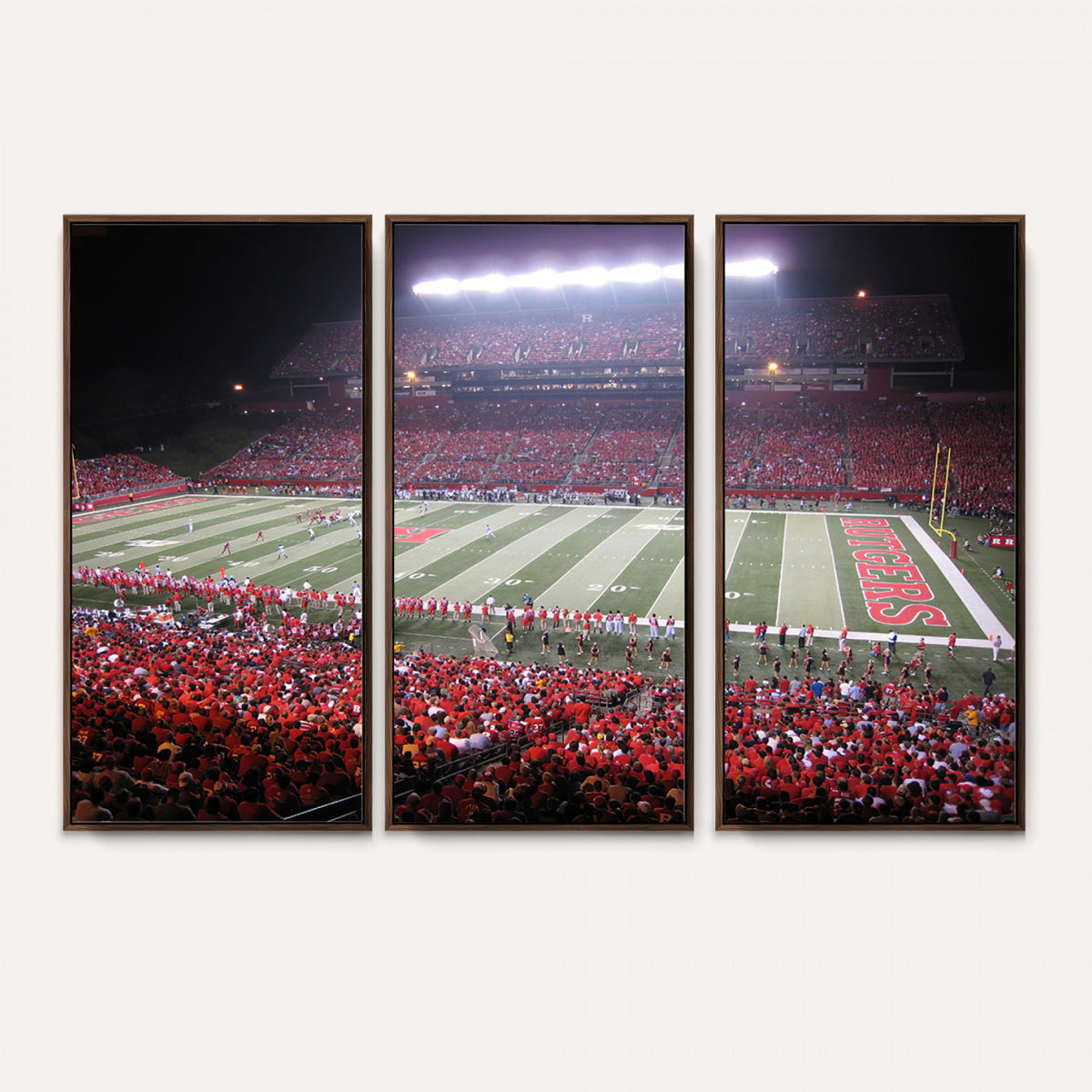 53225-PAN-FL-20X10 - Rutgers University Scarlet Knights Football Team Print - Piscataway SHI Stadium Wall Art Canvas