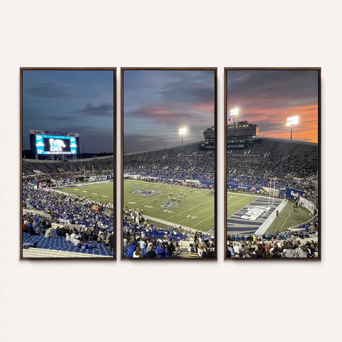64409-PAN-FL-20X10 - Memphis Tigers Football Team Print - Memphis Simmons Bank Liberty Stadium Wall Art Canvas Print