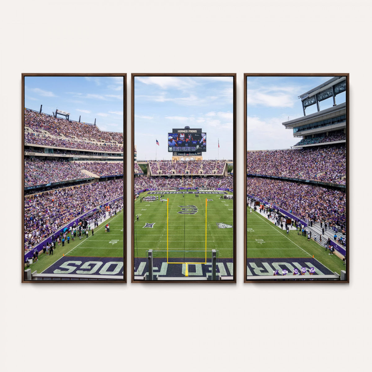 27650-PAN-FL-20X10 - TCU Horned Frogs Football Team Print - Fort Worth Amon G. Carter Stadium Wall Art Canvas Print