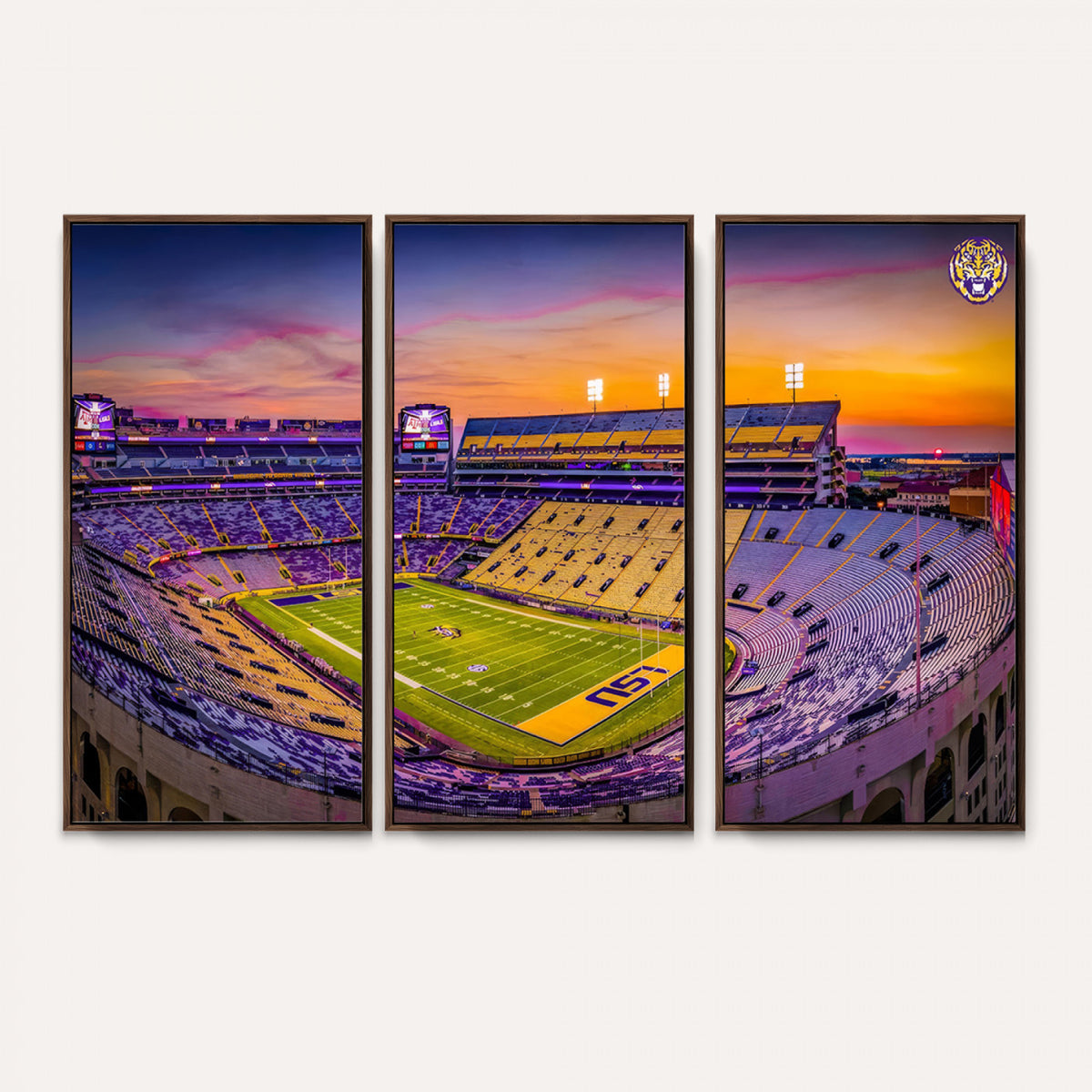 93538-MGV-CV-36X24 - The Louisiana State University Tigers Football Team Print, Framed and Ready to Hang Stadium Print
