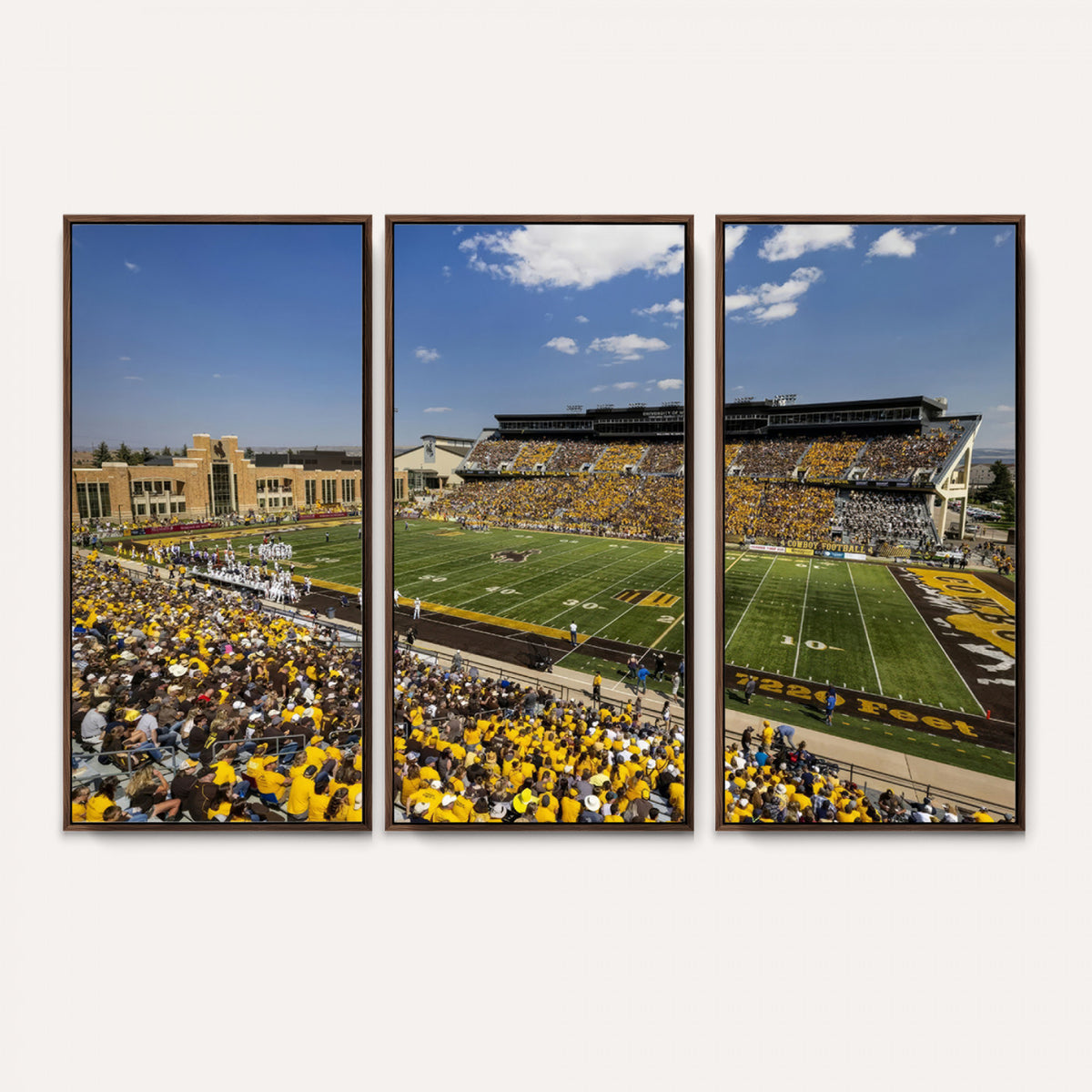 75112-MGV-CV-36X24 - University of Wyoming Cowboys Football Team Print, Laramie, Home Bar Wall Decor
