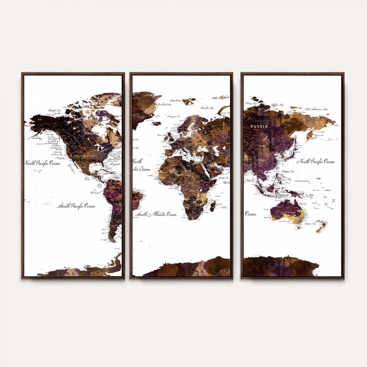 50611-PAN-FL-20X10 - World Map Canvas Print – Detailed Map of the World Wall Art