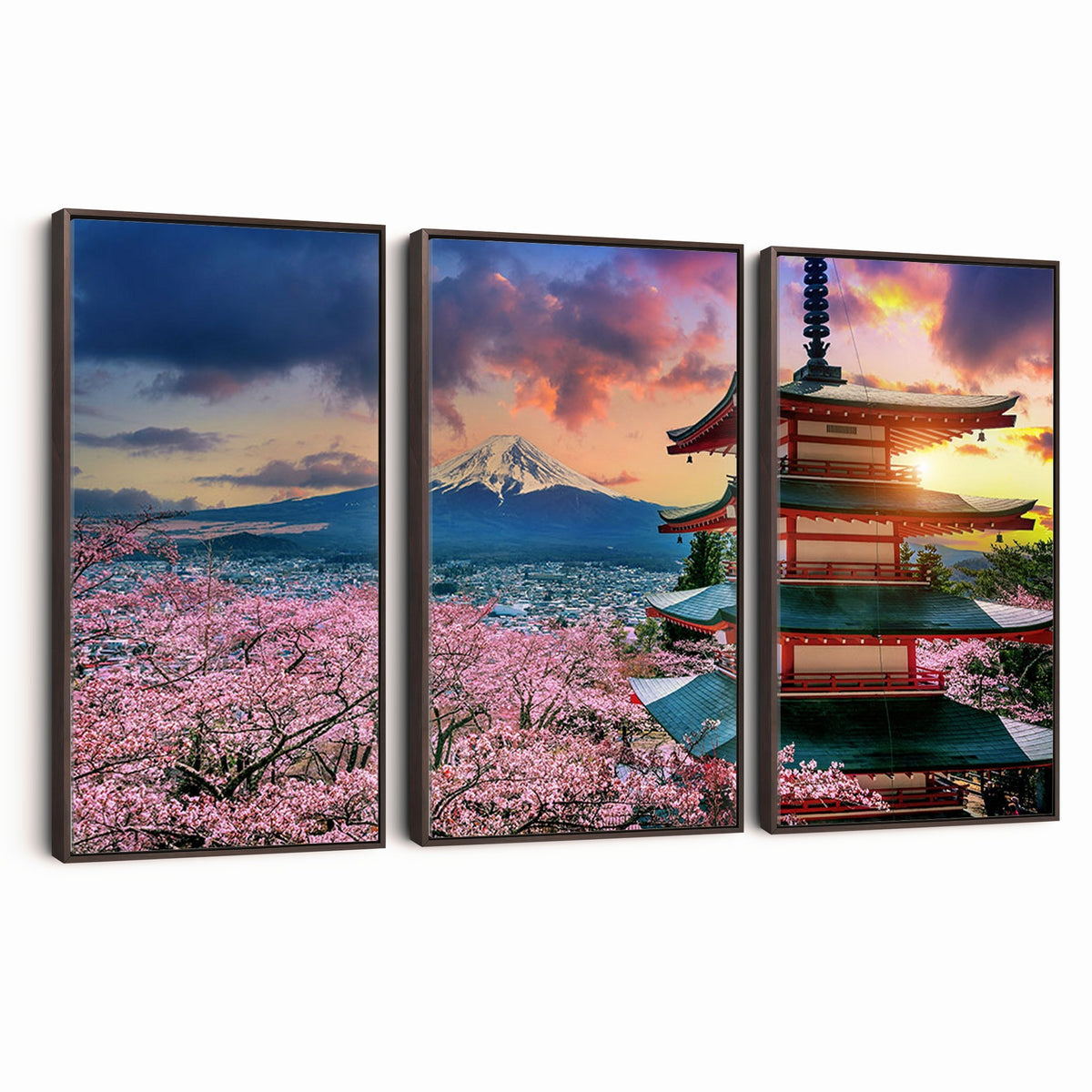 95987-MGV-CV-24X16 - Cherry Blossoms Canvas Print, Chureito Pagoda and Mount Fuji Wall Art