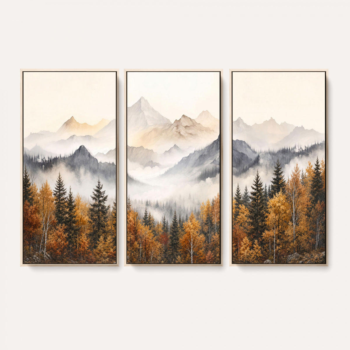 70049-MGV-CV-36X24 - Abstract Mountain Wall Art, Misty Mountain Forest