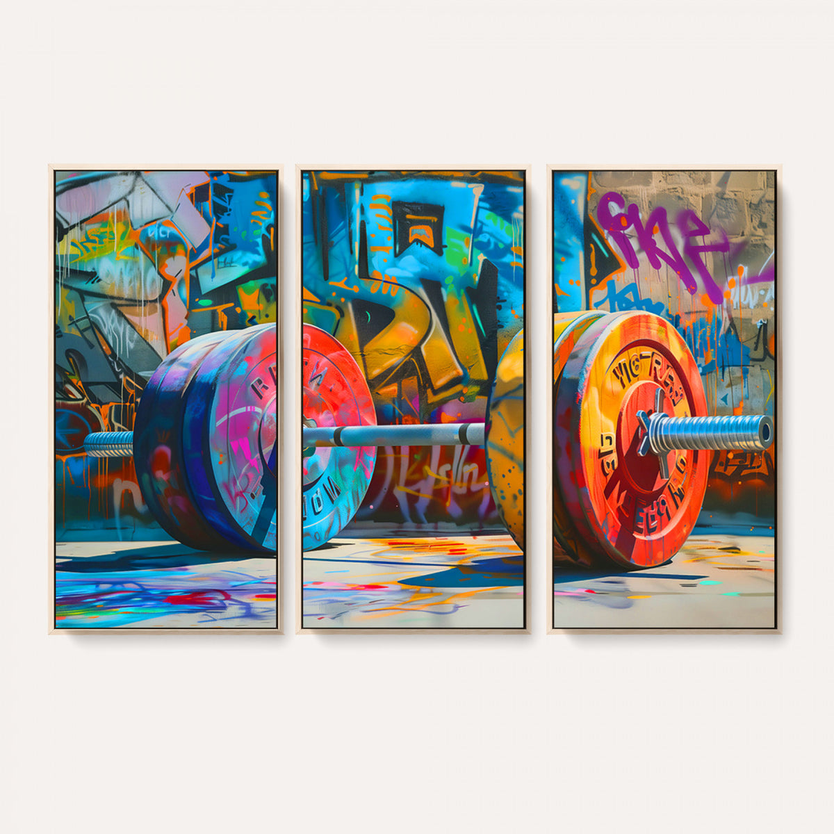 70871-MGV-CV-36X24 - Fitness Gym Barbell Graffiti Wall Art Canvas Print