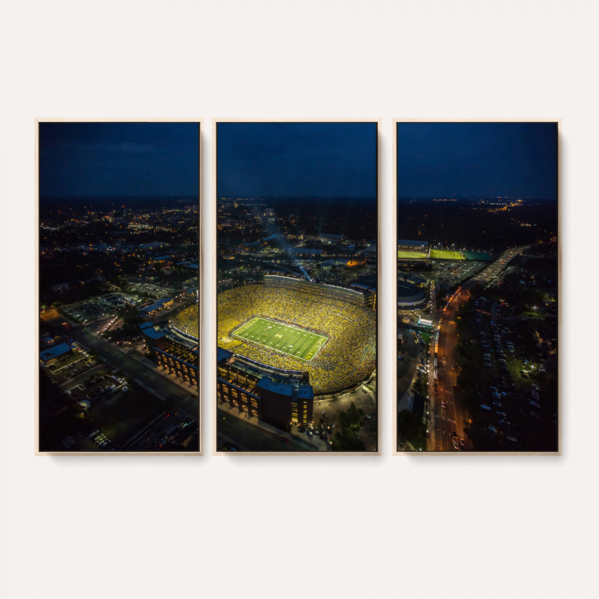 33588-MGV-CV-36X24 - Michigan Stadium Night Game Wall Art | Sports Arena Aerial View Canvas