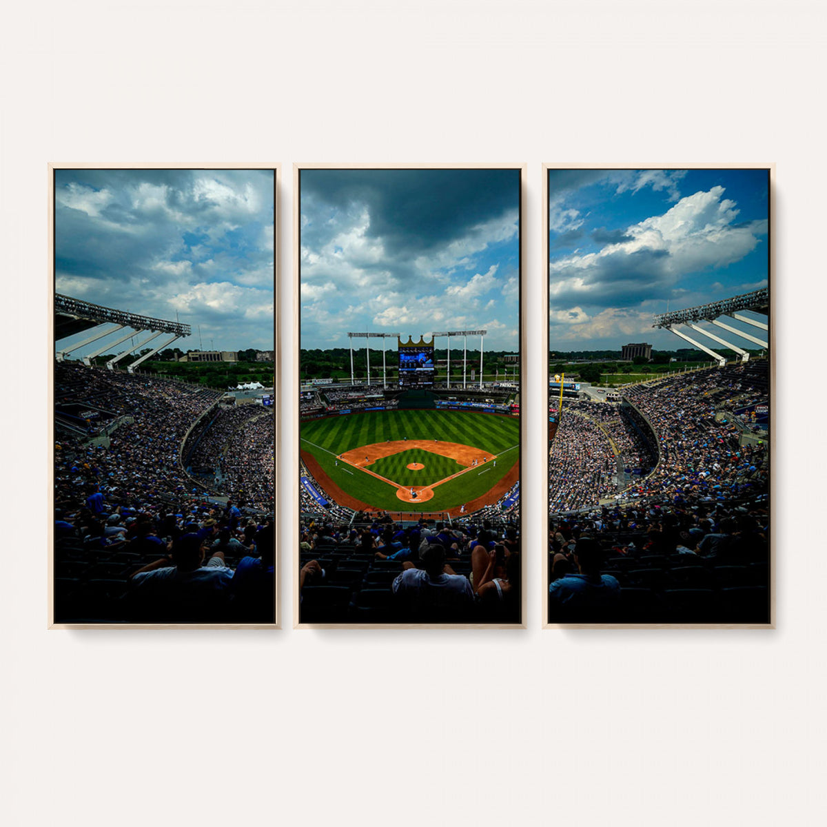 37127-MGV-CV-36X24 - 3-Panel Kauffman Stadium Wall Art Print | Large Kansas City Royals Baseball Canvas