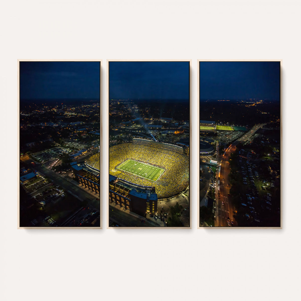 52519-MGV-CV-36X24 - Michigan Wolverines Football Team Print, Michigan Stadium Wall Art Canvas Print