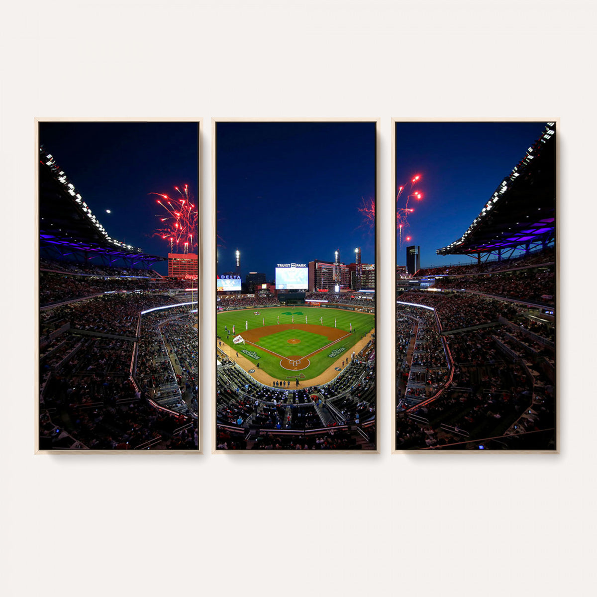 50582-MGV-CV-36X24 - Truist Park Atlanta Braves Baseball Stadium Wall Art Print | Large 3-Panel Canvas Print for Sports