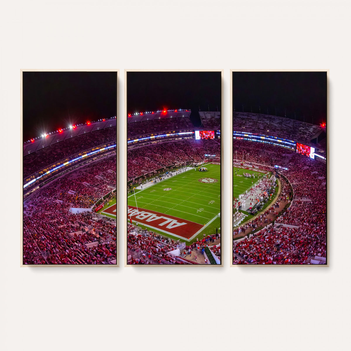 11343-MGV-CV-36X24 - Bryant-Denny Stadium Night Game Triple Canvas Wall Art | Alabama Crimson Tide Football