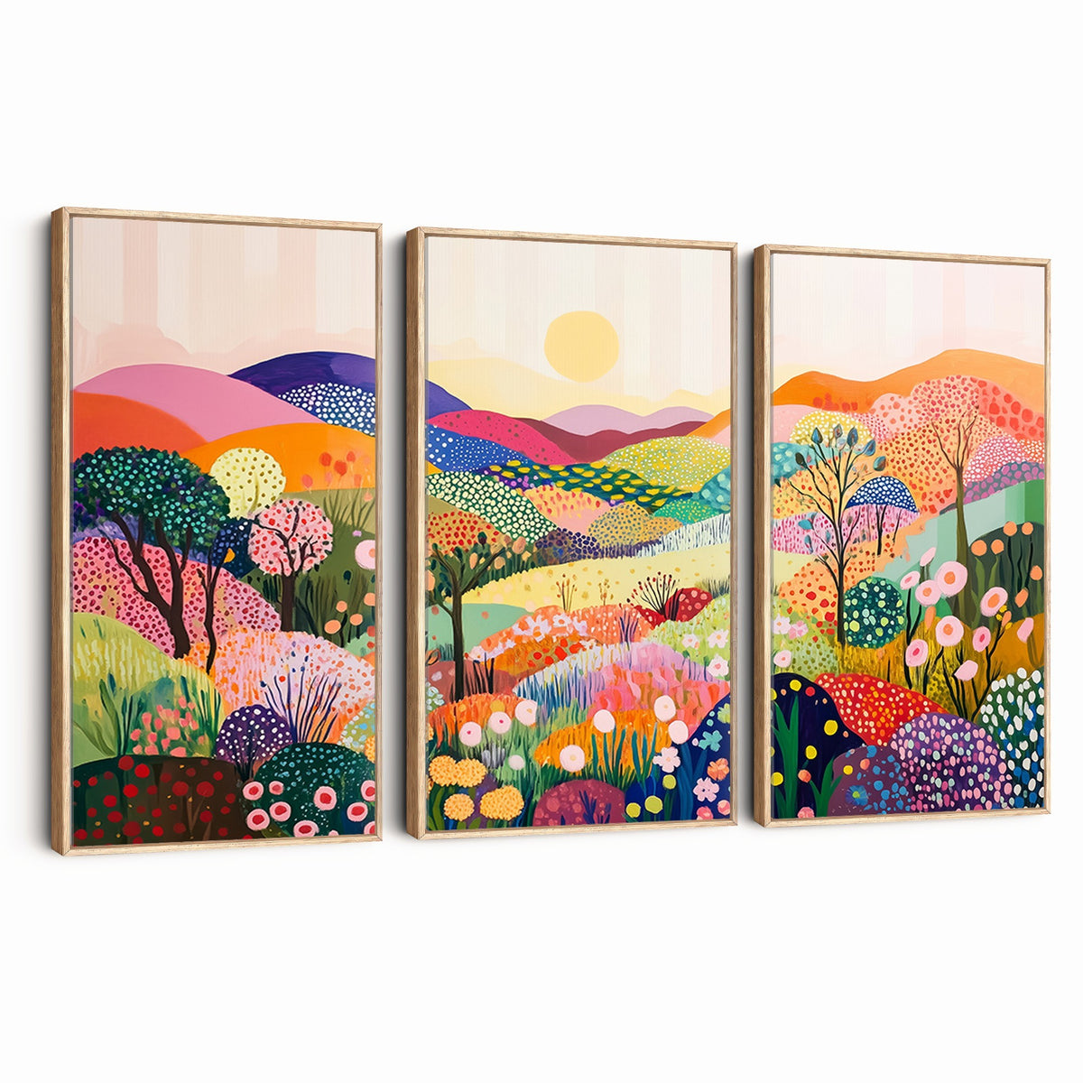 63198-MGV-CV-24X16 - Yayoi Kusama 1986 Wall Art Print, Yayoi Kusama Wabi Sabi Japanese Abstract Landscape Canvas