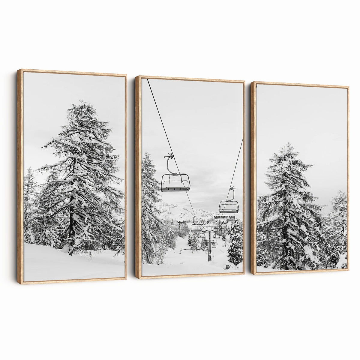 55003599D-MGV-CV-24X16 - Ski Lift Wall Art | Framed Snowy Mountain Canvas Artwork