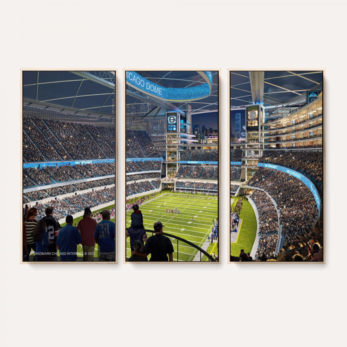 41816511-MGV-CV-36X24 - Chicago Dome Stadium Wall Art Canvas Print, Framed Modern Decor