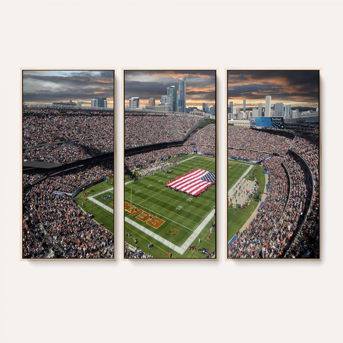 98106777-PAN-FL-20X10 - Chicago Bears Soldiers Field Wall Art Canvas Print, Extra Large Game Room Wall Decor