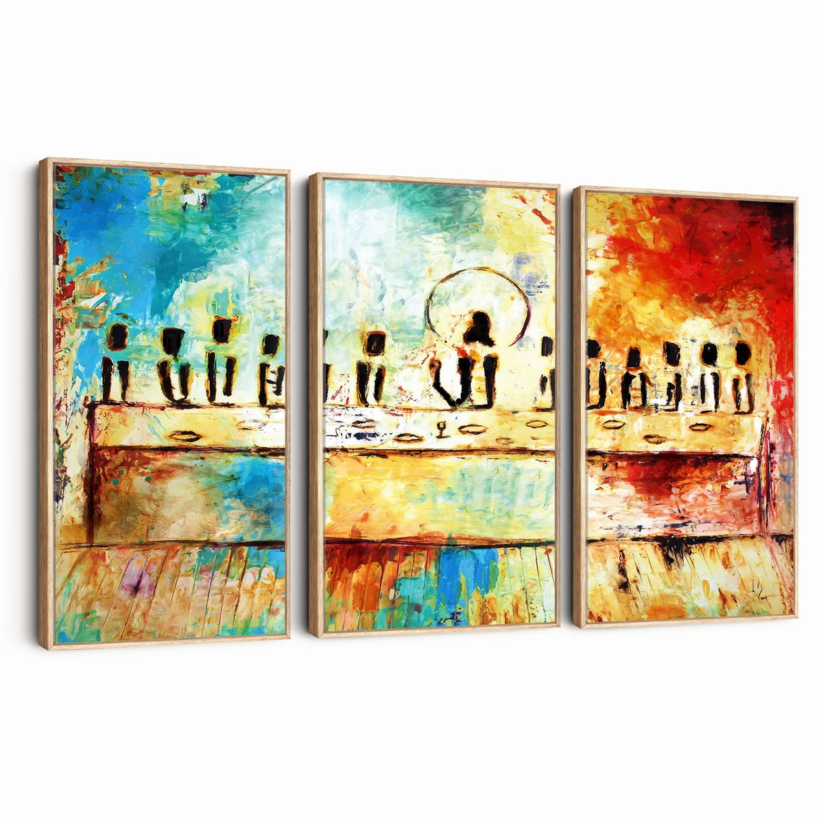 YKE34632598CR-_Poster-30x20 - Abstract Last Supper Wall Art, Jesus and Apostles Canvas Print, Religious Decor