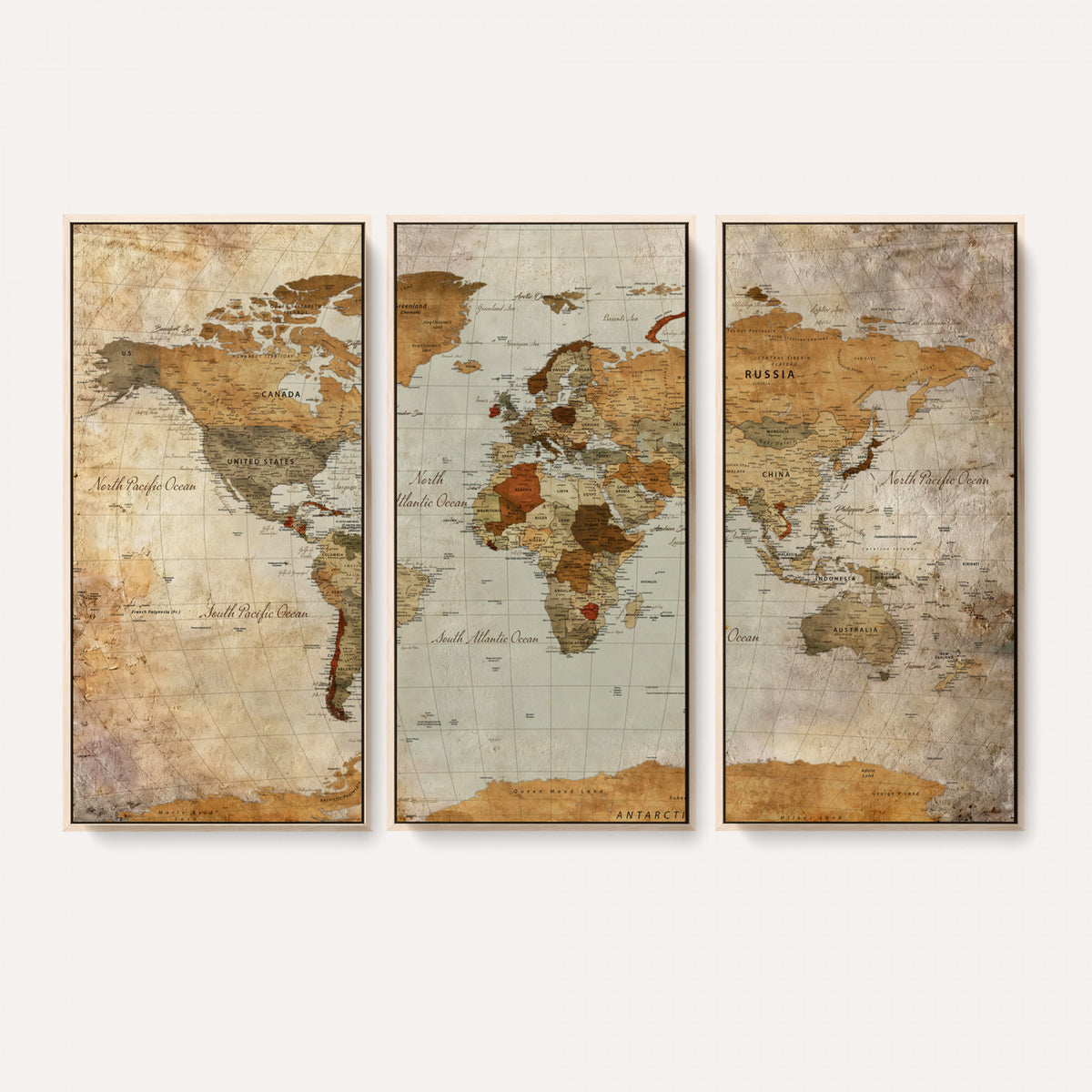 74176056-MGV-CV-36X24 - World Map Wall Art Canvas Print, Modern Decorative Framed Map Artwork Prints for Living Room, Office, Bedroom Wall Decor